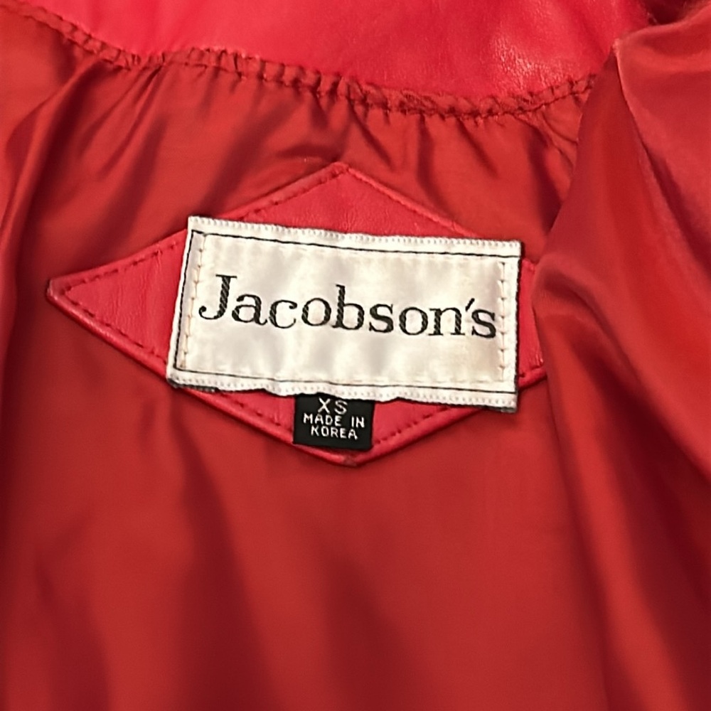 Jacobson’s Women's Red Leather coat leather whip-stitch trim size XS - larger - Picture 8 of 15